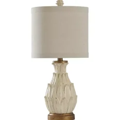Kirklands Home Off Beige Distressed Artichoke Table Lamp White New