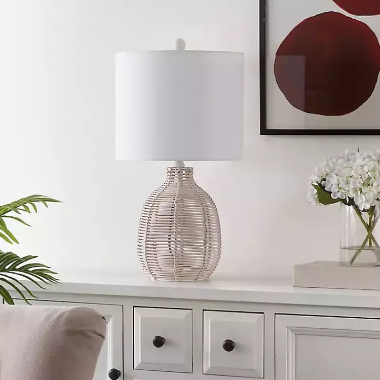 Kirklands Home Off Rattan Orion Table Lamp White Clearance
