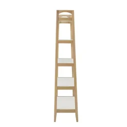 Kirklands Home Off White Wood Shelves with Natural Frame Bookcase Clearance