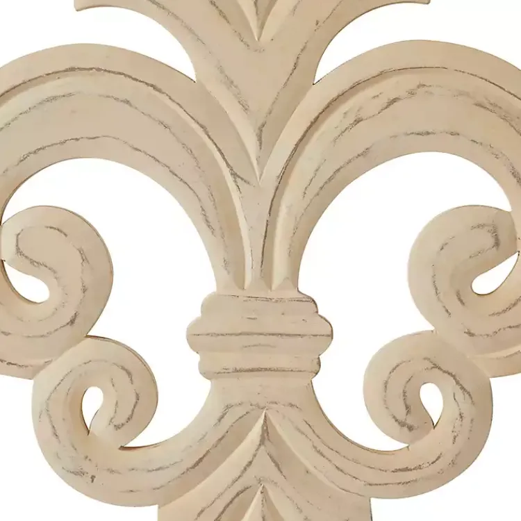 Kirklands Home Off-White Distressed Fleur De Lis Wall Decoration Ivory Hot