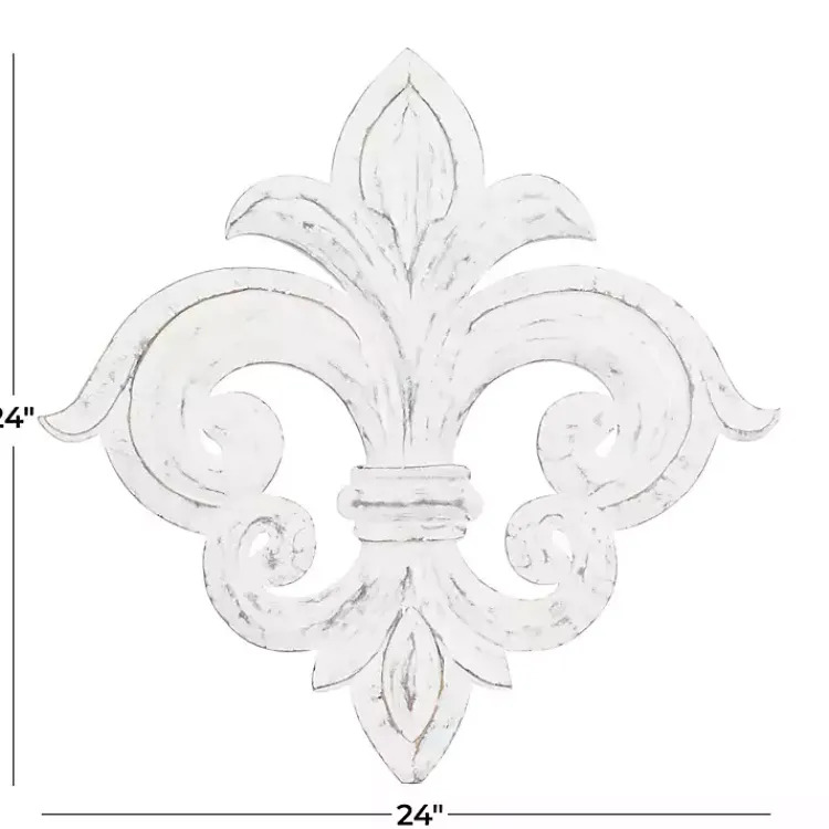 Kirklands Home Off-White Distressed Fleur De Lis Wall Decoration Ivory Hot