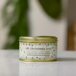 Candles>Kirklands Home Oh Christmas Tree Gold Tin Jar Candle
