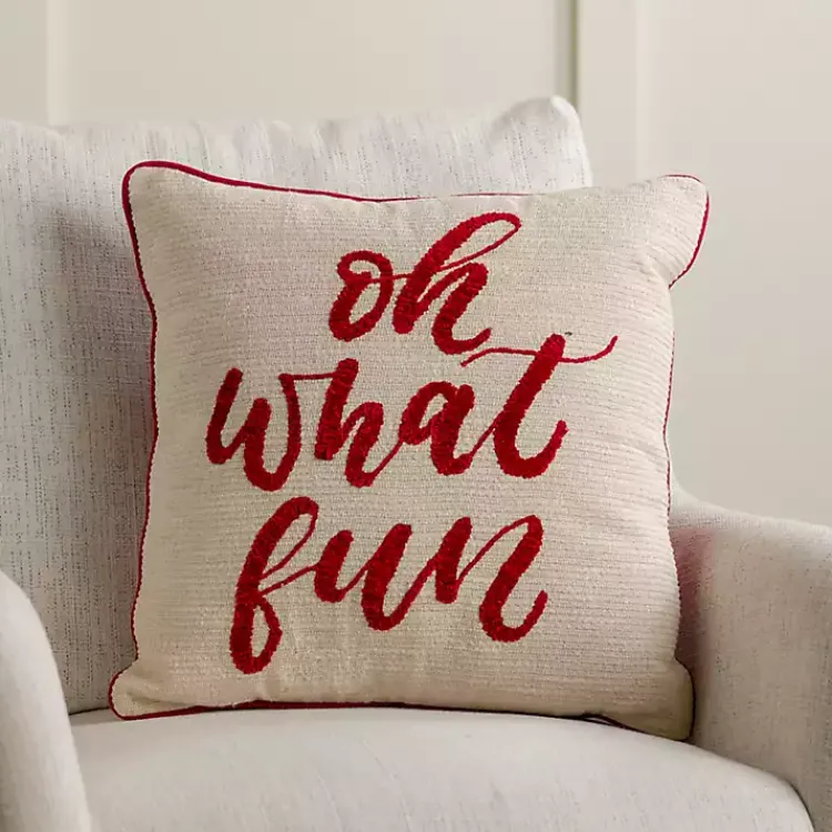 Pillows>Kirklands Home Oh What Fun Embroidered Pillow
