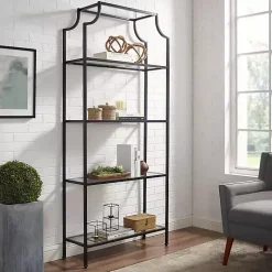 Kirklands Home Oil-Rubbed Bronze 4-Tier Glass Ashlee Etagere Brown Outlet