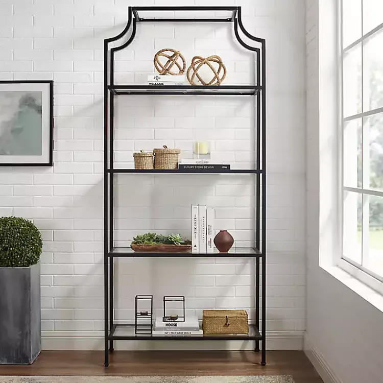 Kirklands Home Oil-Rubbed Bronze 4-Tier Glass Ashlee Etagere Brown Outlet