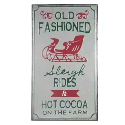 Christmas Art & Wall Decor>Kirklands Home Old Fashioned Sleigh Rides Tin Wall Sign Gray