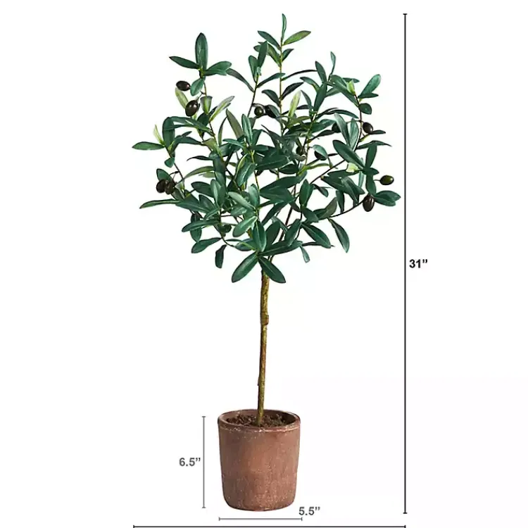 Trees & Topiaries>Kirklands Home Olive Branch Tree in Weathered Planter, 3 ft.