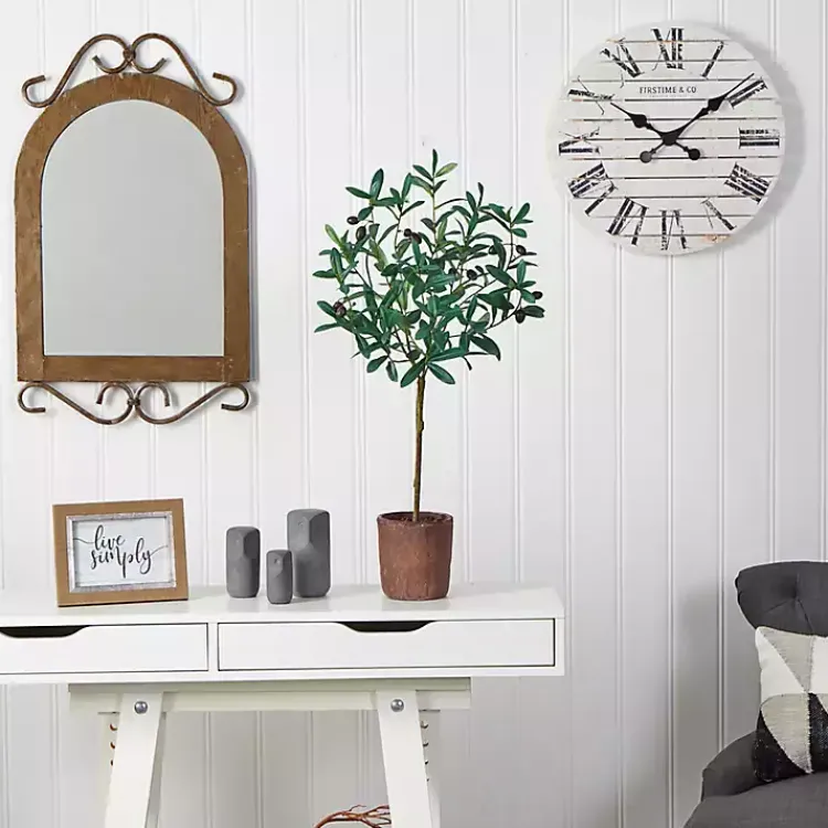Trees & Topiaries>Kirklands Home Olive Branch Tree in Weathered Planter, 3 ft.