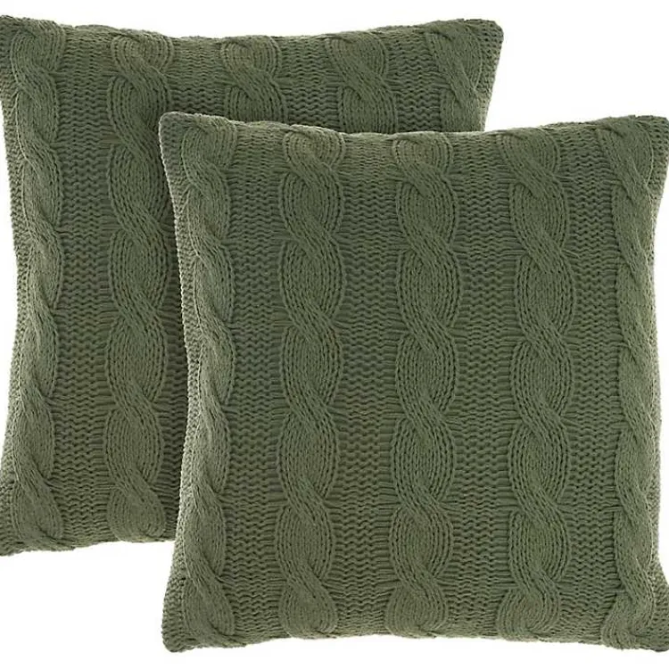 Pillows>Kirklands Home Olive Cable Knit Throw Pillows, Set of 2 Green