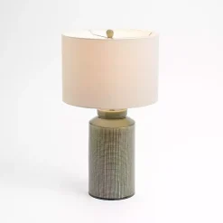 Kirklands Home Olive Green Grid Ceramic Table Lamp Tan Sale