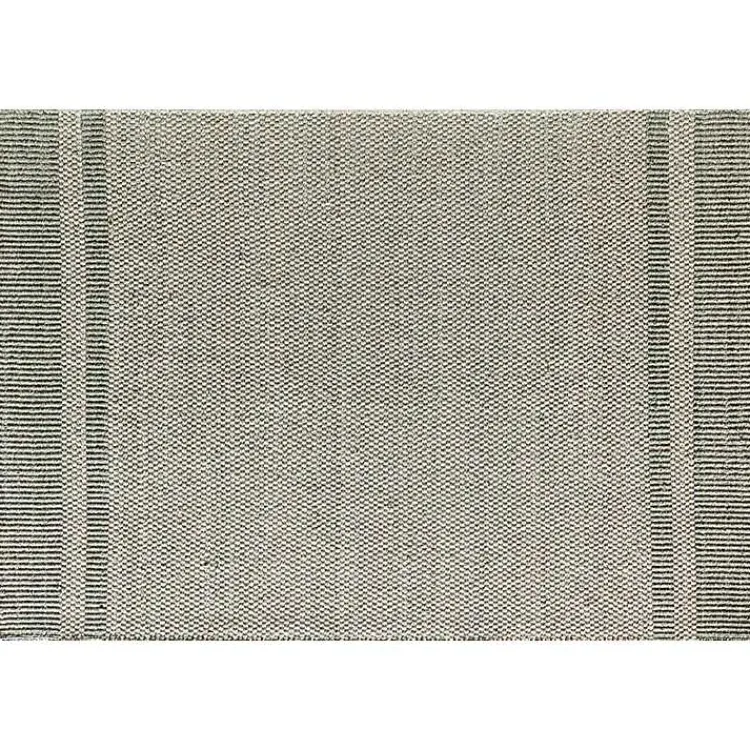 Kirklands Home Olive Striped Border Area Rug Green Discount