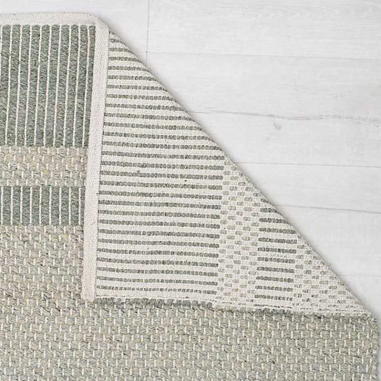 Kirklands Home Olive Striped Border Area Rug Green Discount