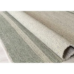 Kirklands Home Olive Striped Border Area Rug Green Discount