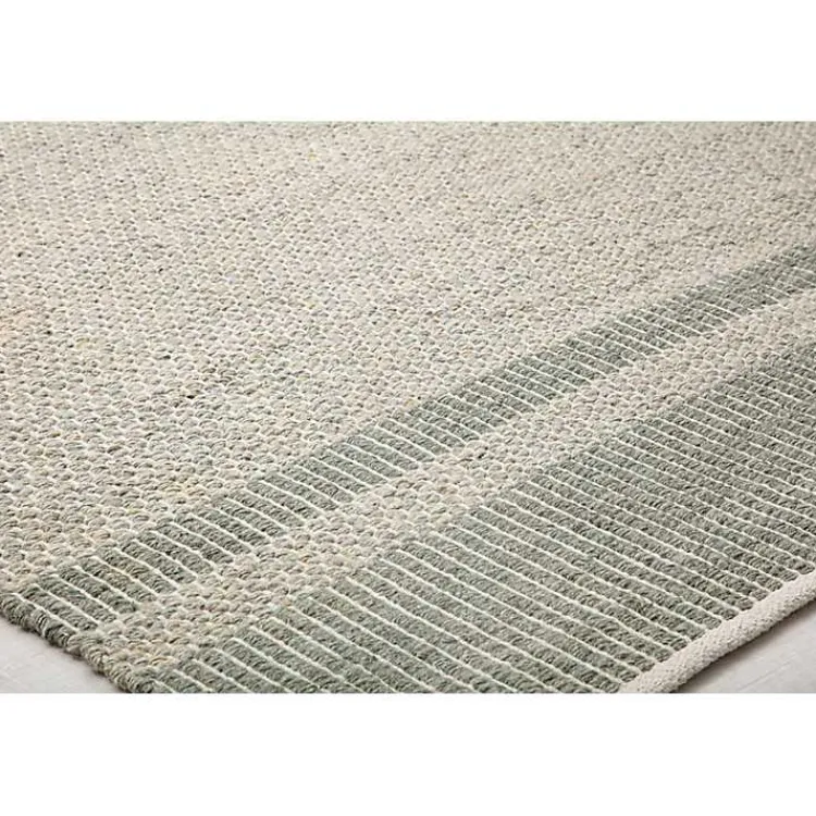 Kirklands Home Olive Striped Border Area Rug Green Discount