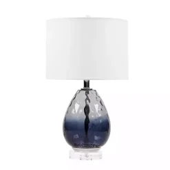 Kirklands Home Ombre Blue Glass Teardrop Table Lamp White Best