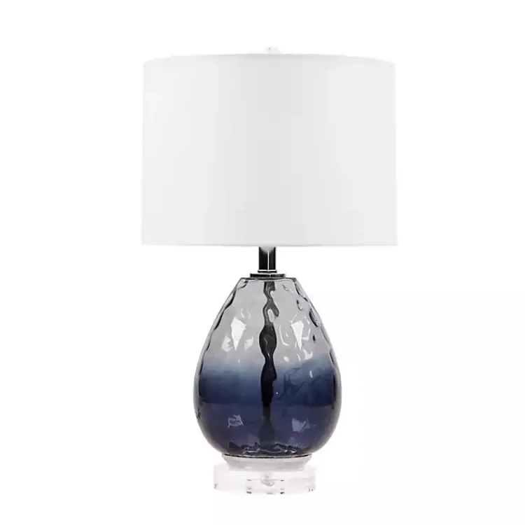 Kirklands Home Ombre Blue Glass Teardrop Table Lamp White Best