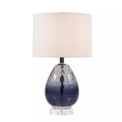 Kirklands Home Ombre Blue Glass Teardrop Table Lamp White Best