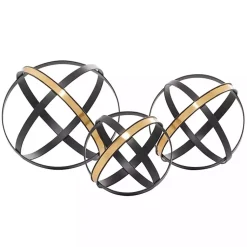 Statues & Figurines>Kirklands Home Onyx and Gold 3-pc. Orb Sculpture Set