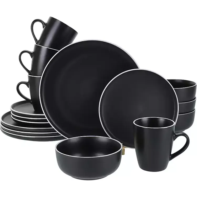 Kirklands Home Onyx Eliza 16-pc. Dinnerware Set Black