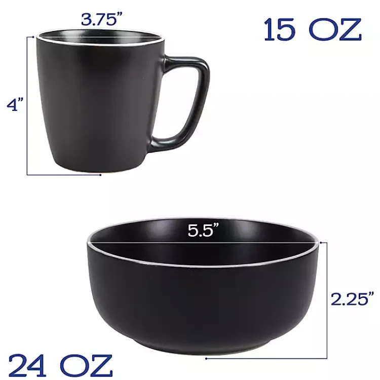 Kirklands Home Onyx Eliza 16-pc. Dinnerware Set Black