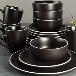 Kirklands Home Onyx Eliza 16-pc. Dinnerware Set Black