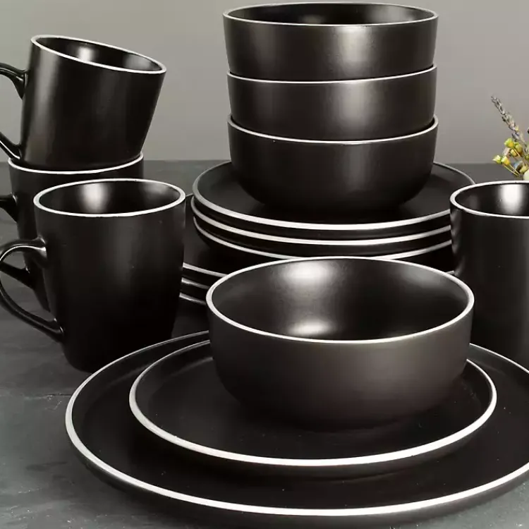Kirklands Home Onyx Eliza 16-pc. Dinnerware Set Black