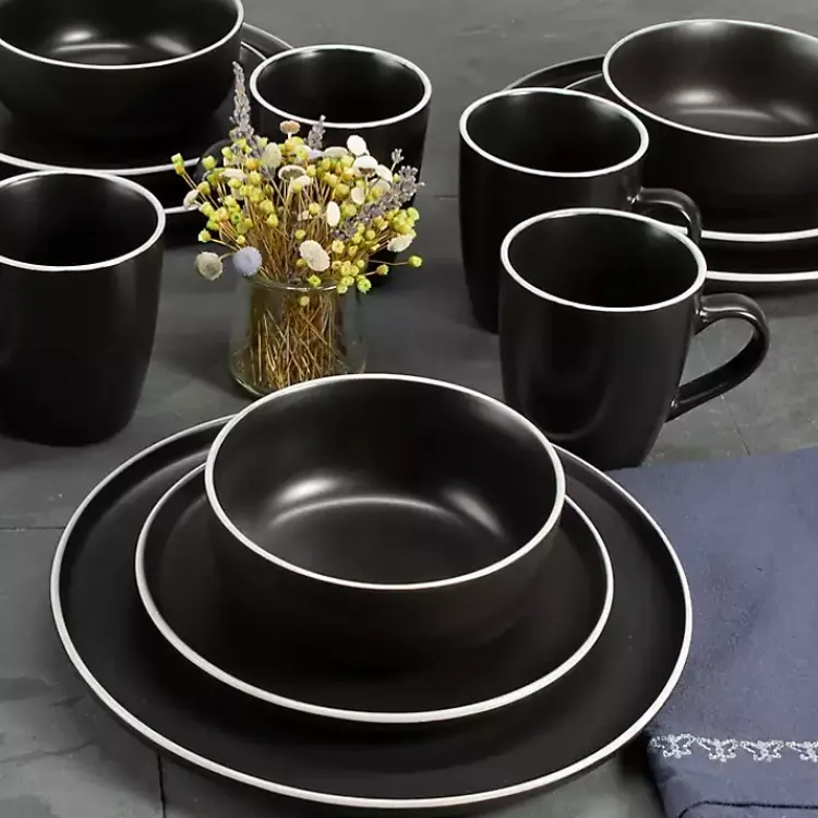 Kirklands Home Onyx Eliza 16-pc. Dinnerware Set Black