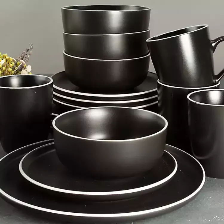 Kirklands Home Onyx Eliza 16-pc. Dinnerware Set Black
