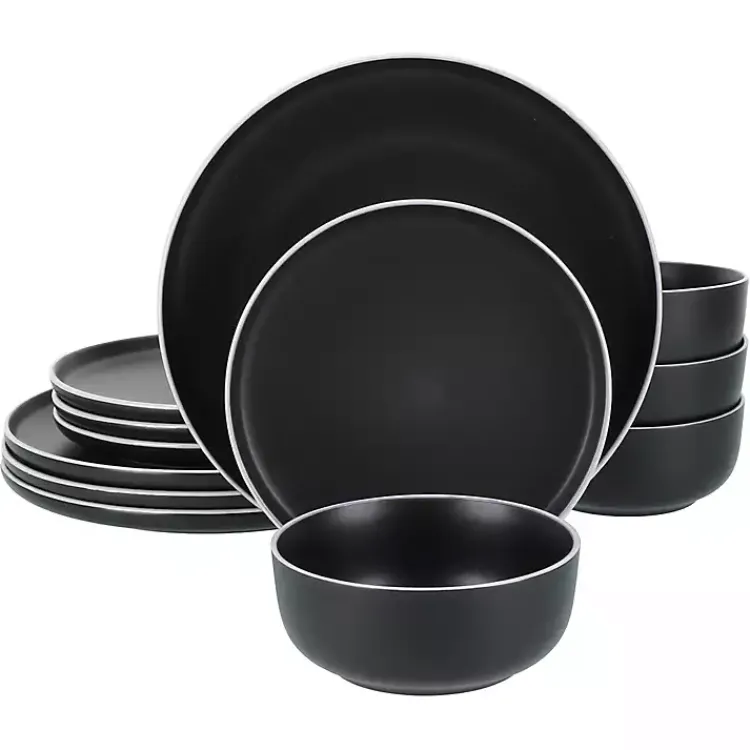 Kirklands Home Onyx Eliza 12-pc. Dinnerware Set Black New