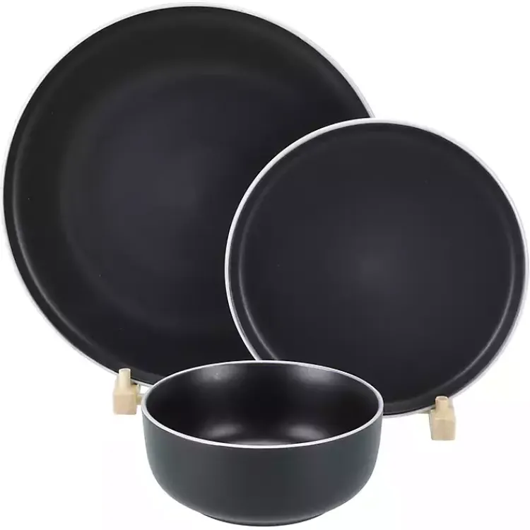 Kirklands Home Onyx Eliza 12-pc. Dinnerware Set Black New