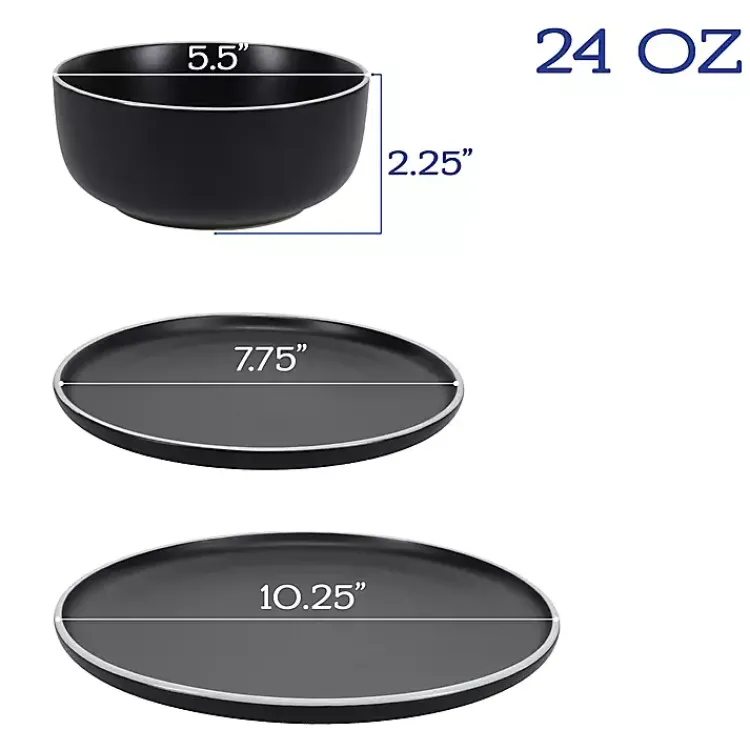 Kirklands Home Onyx Eliza 12-pc. Dinnerware Set Black New