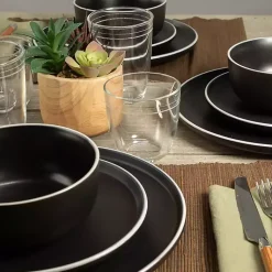 Kirklands Home Onyx Eliza 12-pc. Dinnerware Set Black New