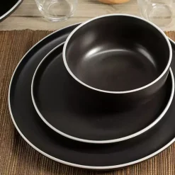 Kirklands Home Onyx Eliza 12-pc. Dinnerware Set Black New