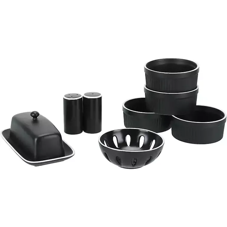 Kirklands Home Onyx Stoneware 7-pc. Kitchen Accessories Set Black Outlet