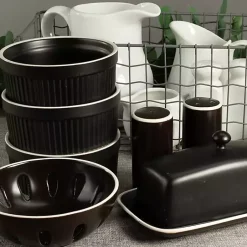 Kirklands Home Onyx Stoneware 7-pc. Kitchen Accessories Set Black Outlet