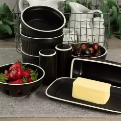Kirklands Home Onyx Stoneware 7-pc. Kitchen Accessories Set Black Outlet