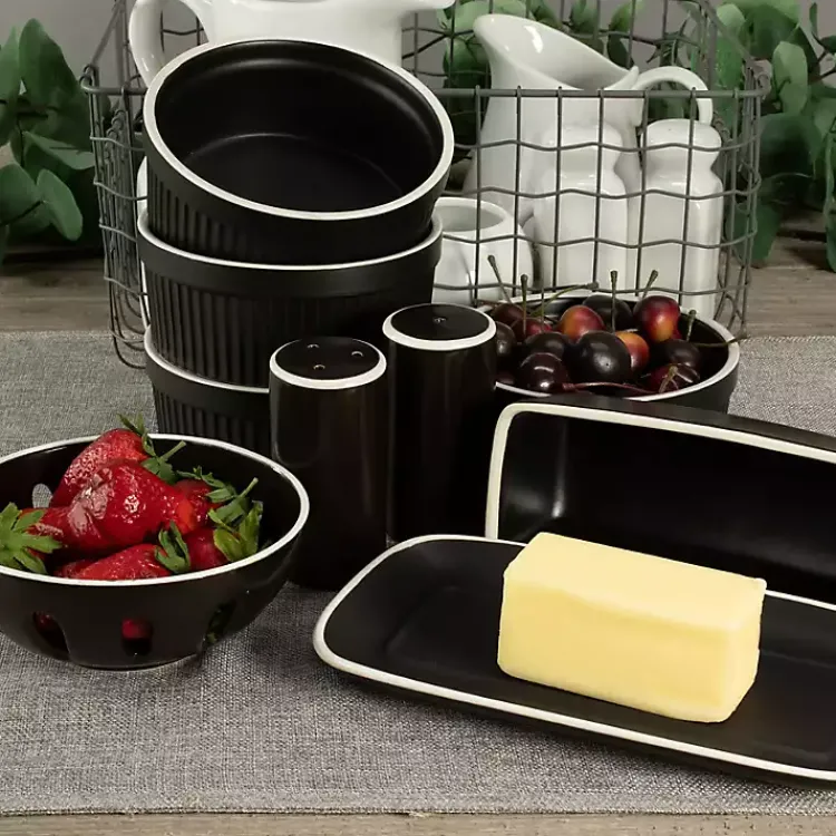 Kirklands Home Onyx Stoneware 7-pc. Kitchen Accessories Set Black Outlet