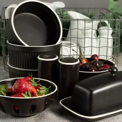 Kirklands Home Onyx Stoneware 7-pc. Kitchen Accessories Set Black Outlet