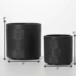 Kirklands Home Onyx Textured Ceramic Footed Planters, Set of 2 Black Sale