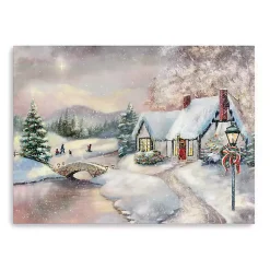Christmas Art & Wall Decor>Kirklands Home Opal Snowy Christmas House Giclee Canvas Art Print Multi