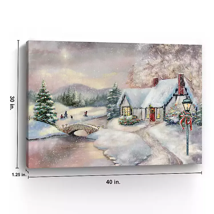 Christmas Art & Wall Decor>Kirklands Home Opal Snowy Christmas House Giclee Canvas Art Print Multi