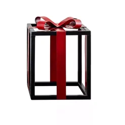 Christmas Decorations>Kirklands Home Open Metal Gift with Bow, 7 in.
