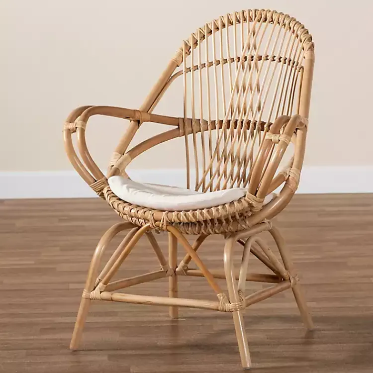 Kirklands Home Open Woven Rattan Accent Chair White