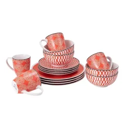 Kirklands Home Opulent Stoneware 16-pc. Dinnerware Set Orange New