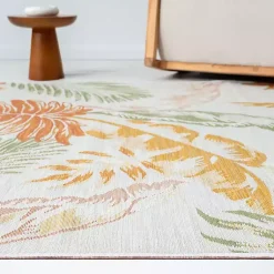 Kirklands Home Orange & Green Palms Reversible Outdoor Rug, 5x7 Best