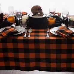 Halloween>Kirklands Home Orange and Black Buffalo Check Tablecloth