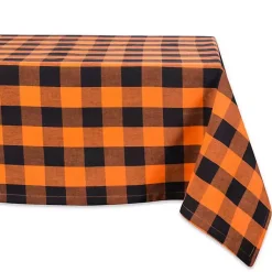 Halloween>Kirklands Home Orange and Black Buffalo Check Tablecloth