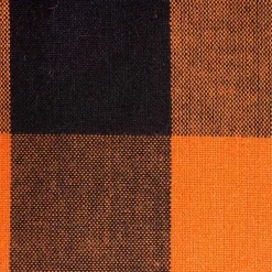 Halloween>Kirklands Home Orange and Black Buffalo Check Round Tablecloth