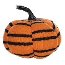 Halloween>Kirklands Home Orange and Black Striped Pumpkins, Set of 4