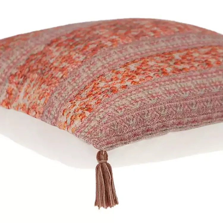 Pillows>Kirklands Home Orange and Pink Floral Stripe Pillow